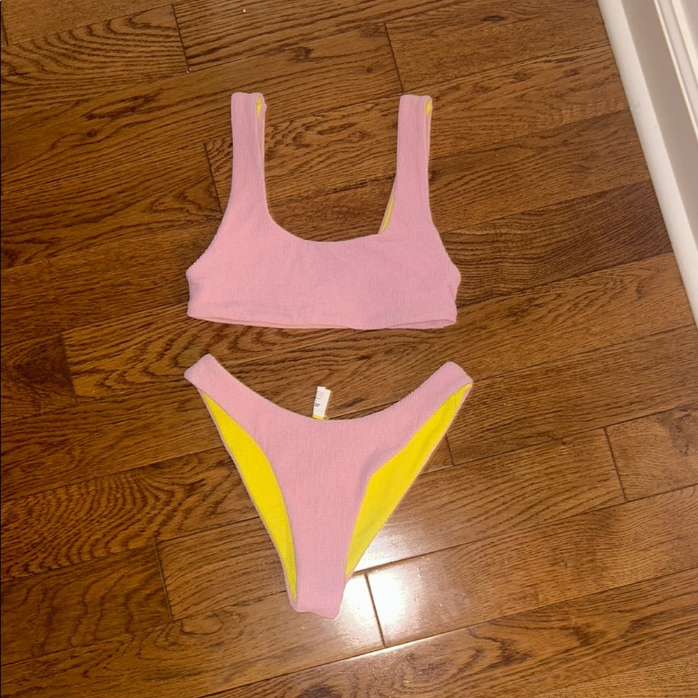 Daily Drills Pink and Yellow Bikini Set